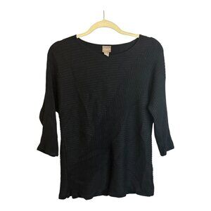 Chico's Sweater Women's Size Medium Ribbed Black Chico's‎ 1